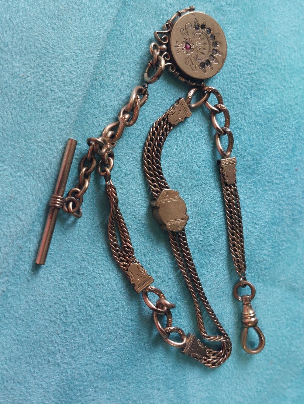 Victorian- Style Linton & Co. Double Albert Slide Watch Chain Fob, Gold- Filled
